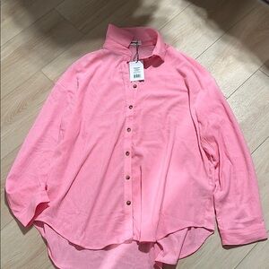 Oversized pink guaze shirt